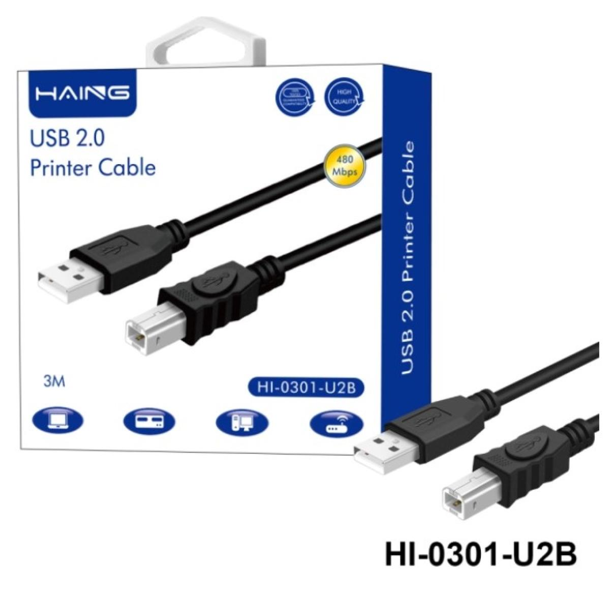 HAING HI-0301-U2B USB 2.0 Printer Cable 3M HAING HI-0301-U2B USB 2.0 Printer Cable 3M